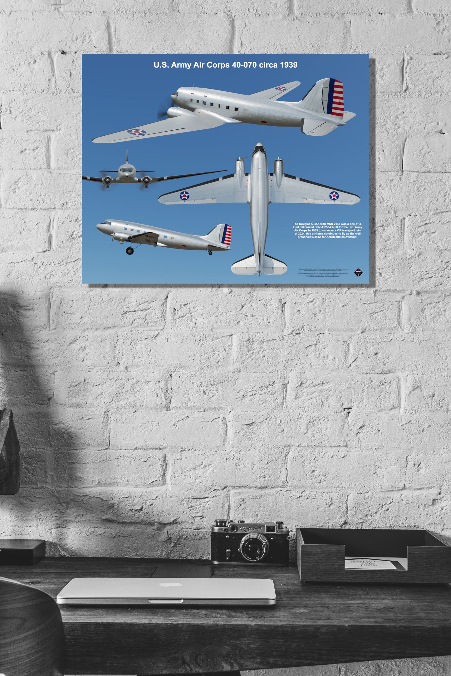 Design 2 (20" x 16") Douglas C-41 2145 U.S. Army Air Corps 40-070 1939