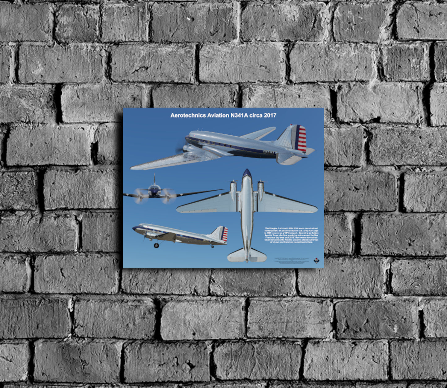 Design 2 (20" x 16") Douglas DC-3 2145 Aerotechnics Aviation N341A 2017