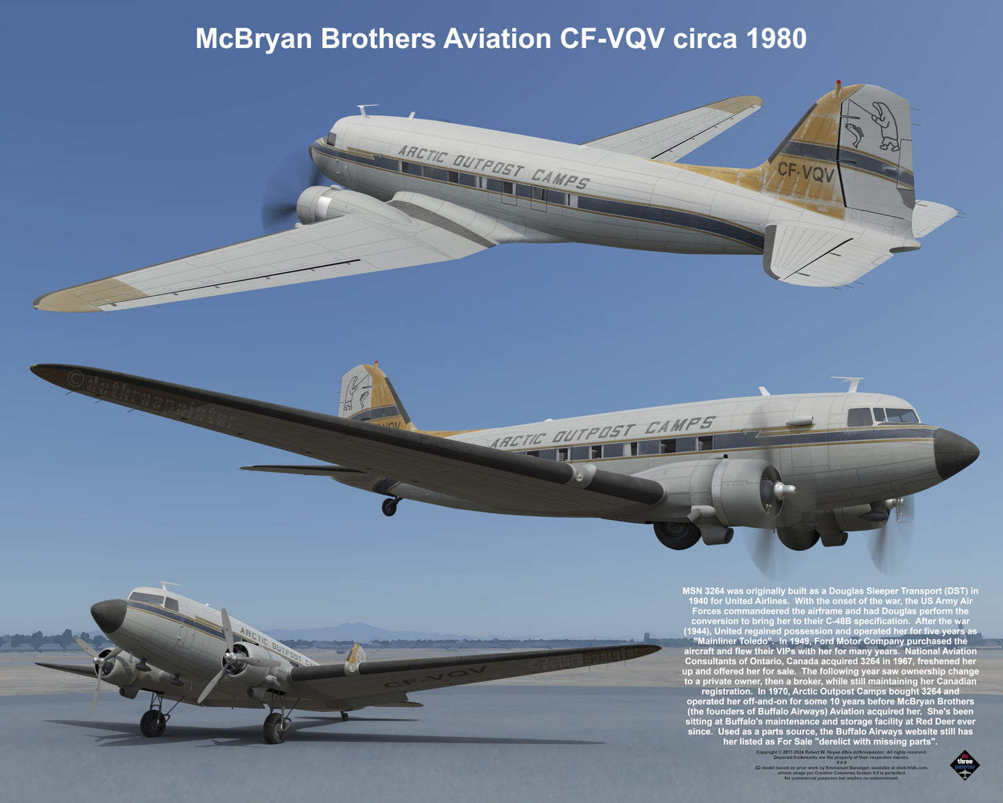 Design 1 (20" x 16") Fleet of Fancy Number 1: Buffalo Airways - Set of 27 Prints