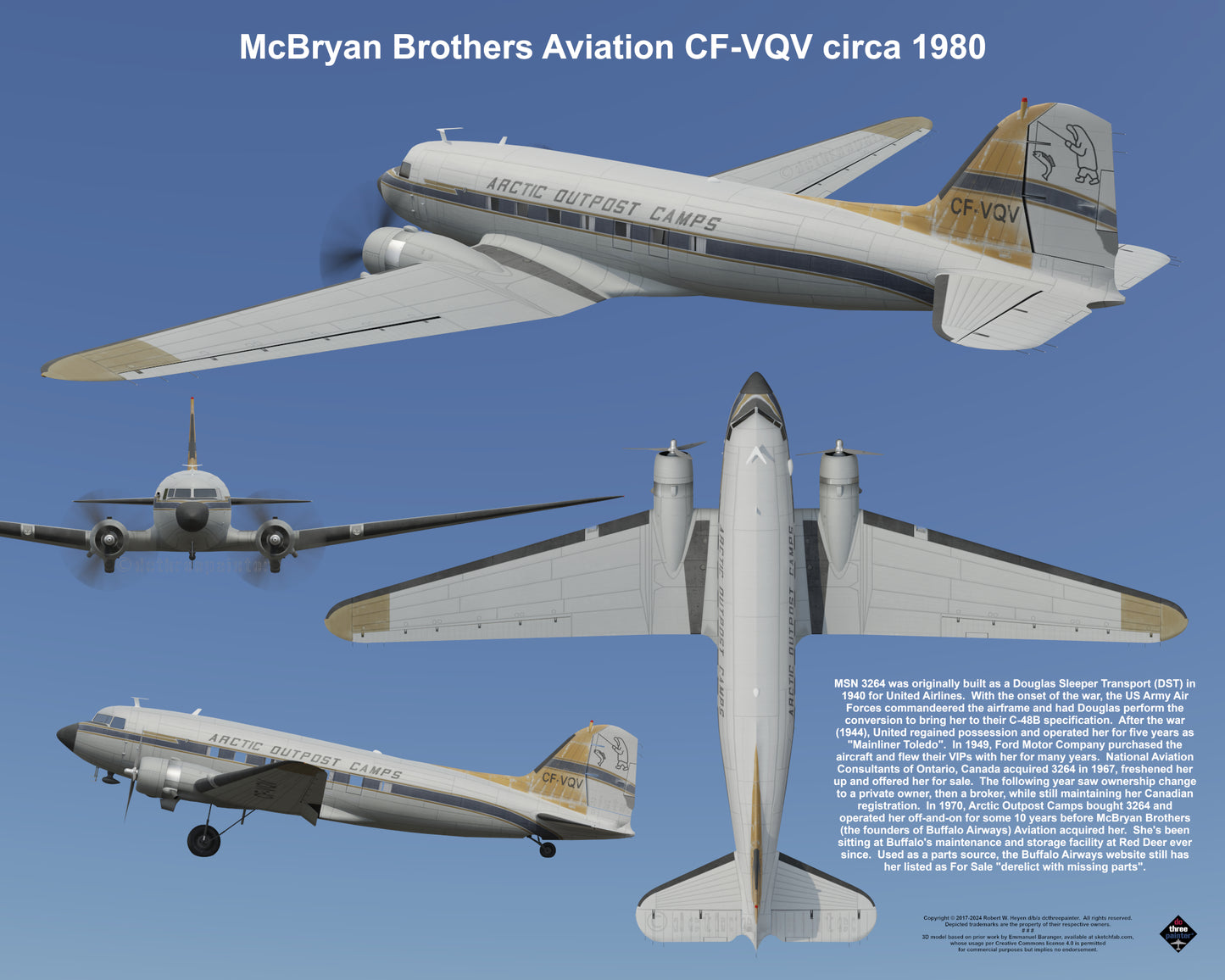 Design 2 (20" x 16") Fleet of Fancy Number 1: Buffalo Airways - Set of 27 Prints