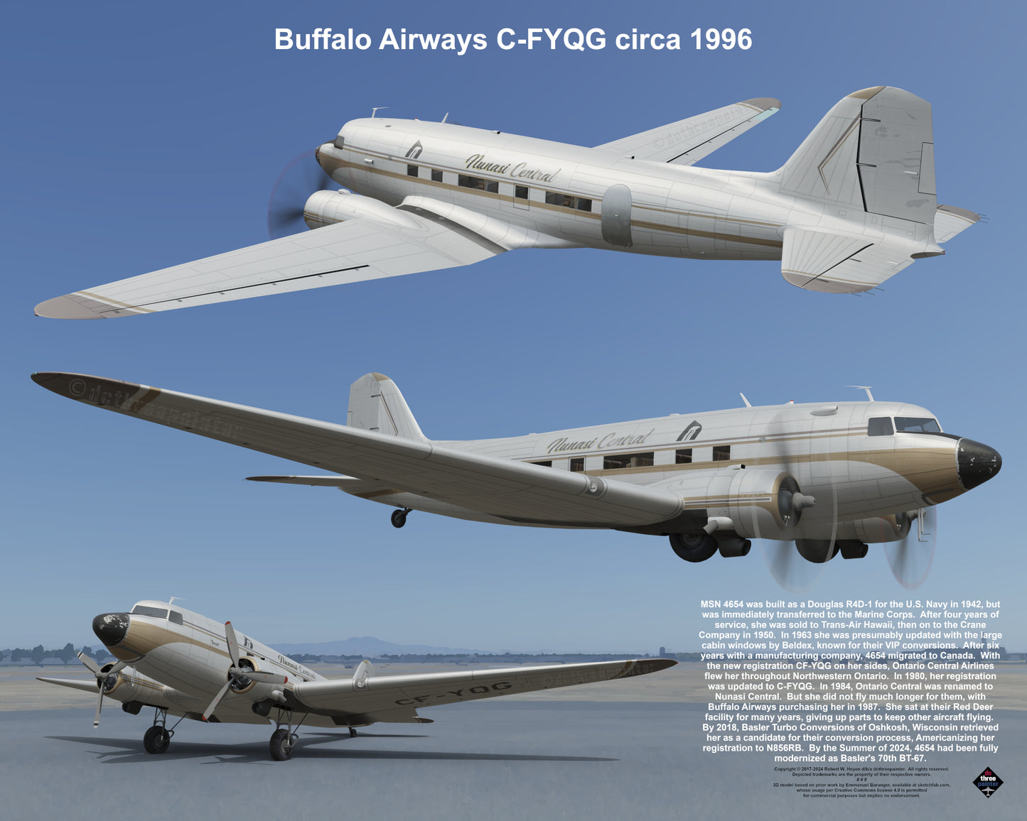 Design 1 (20" x 16") Fleet of Fancy Number 1: Buffalo Airways - Set of 27 Prints