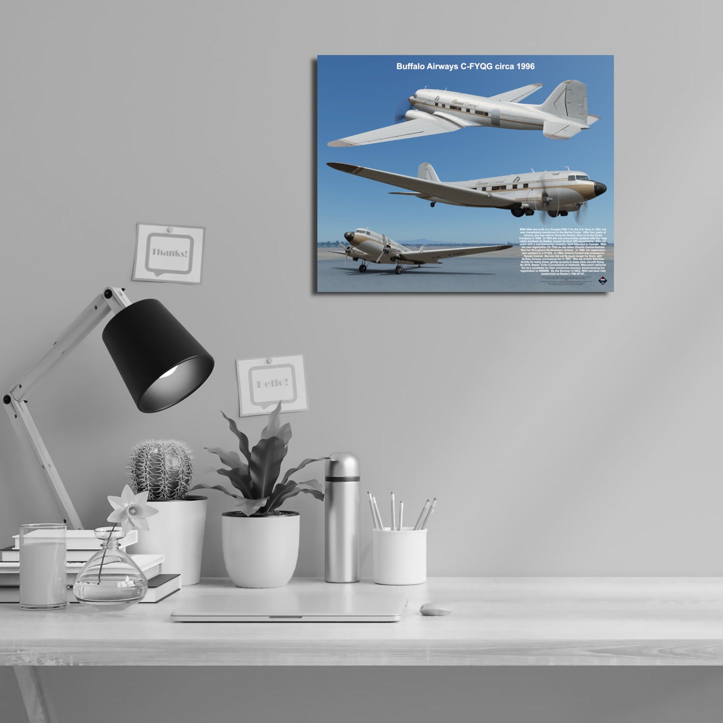 Design 1 (20" x 16") Douglas DC-3 4654 Buffalo Airways C-FYQG 1996