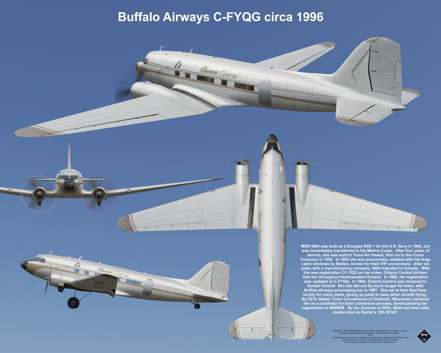 Design 2 (20" x 16") Fleet of Fancy Number 1: Buffalo Airways - Set of 27 Prints