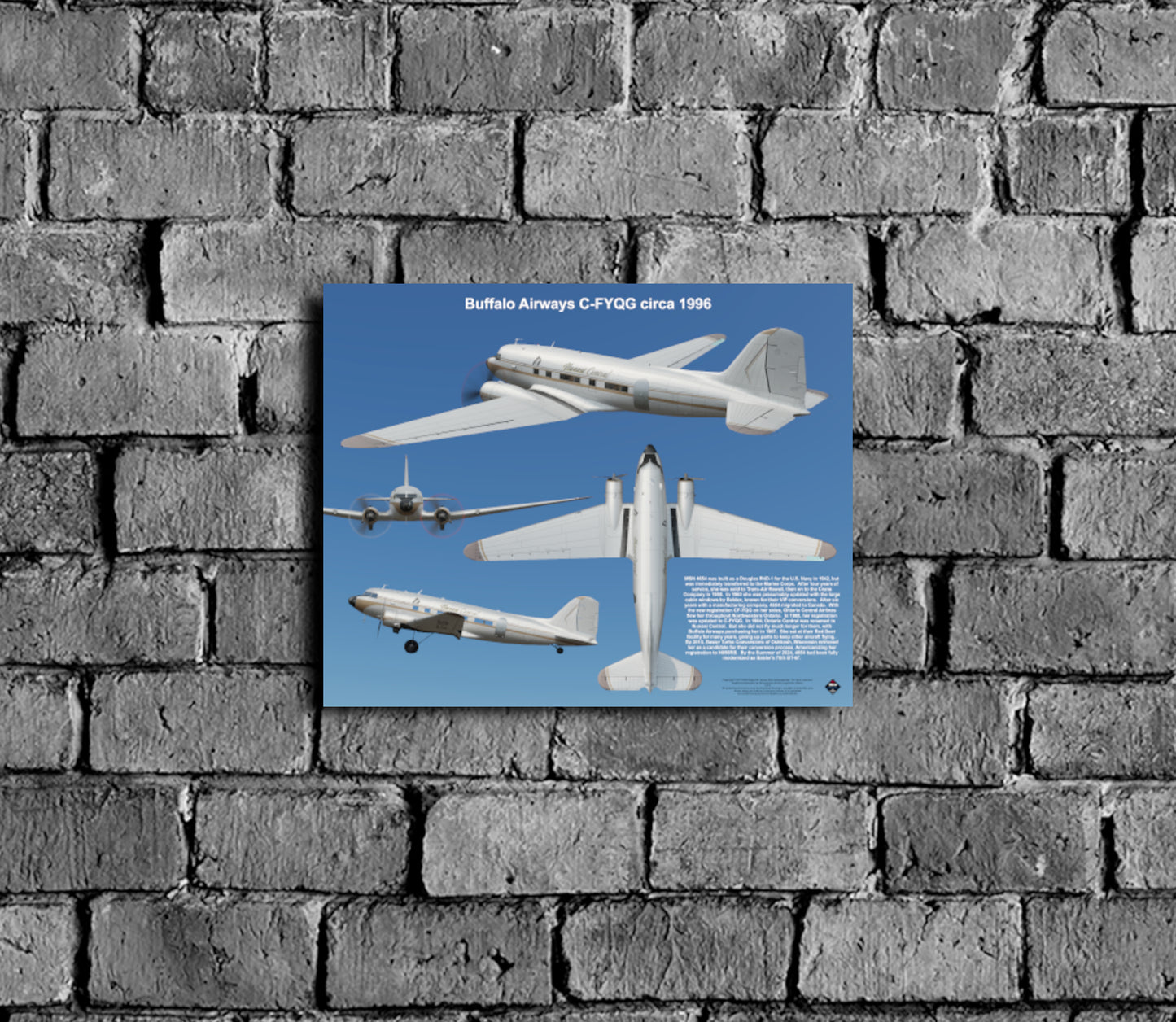 Design 2 (20" x 16") Douglas DC-3 4654 Buffalo Airways C-FYQG 1996