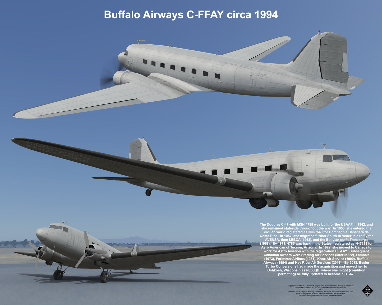 Design 1 (20" x 16") Fleet of Fancy Number 1: Buffalo Airways - Set of 27 Prints