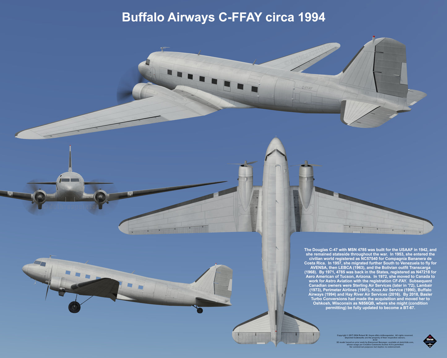 Design 2 (20" x 16") Fleet of Fancy Number 1: Buffalo Airways - Set of 27 Prints