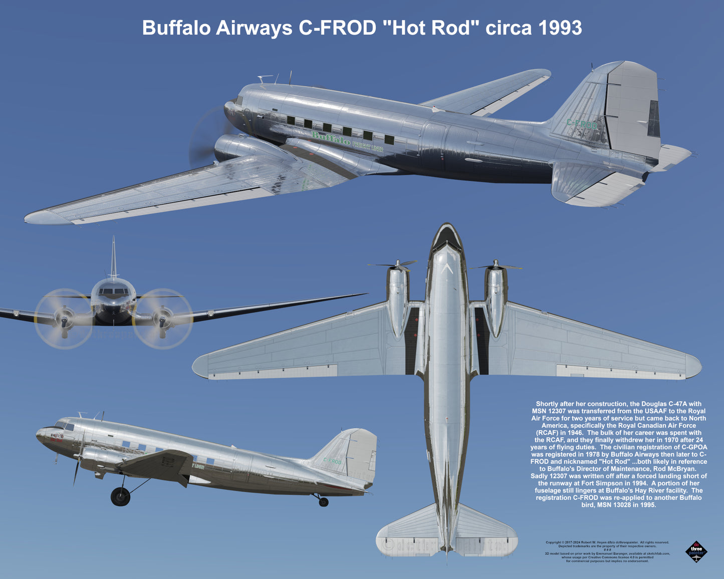 Design 2 (20" x 16") Fleet of Fancy Number 1: Buffalo Airways - Set of 27 Prints