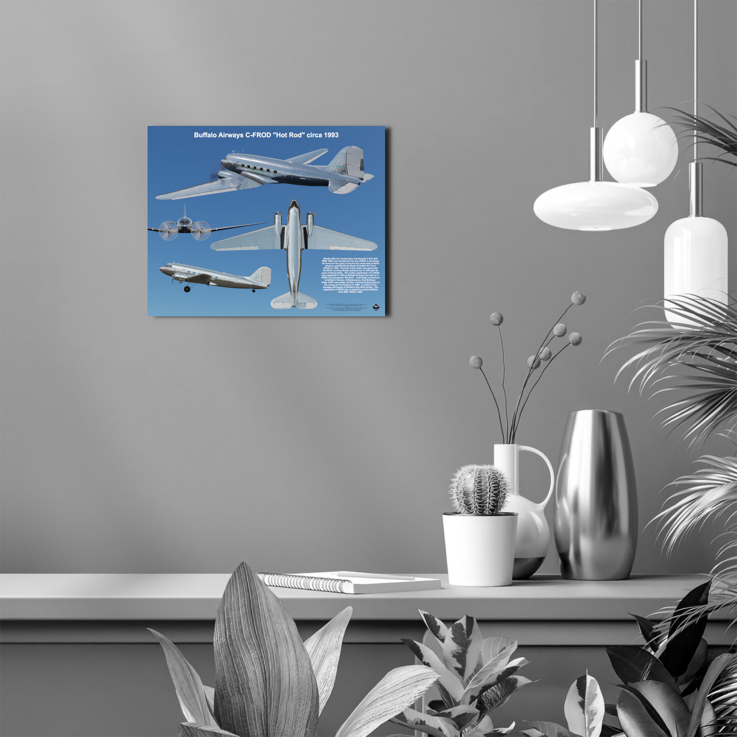 Design 2 (20" x 16") Douglas CC-129 12307 Buffalo Airways C-FROD "Hot Rod" 1993