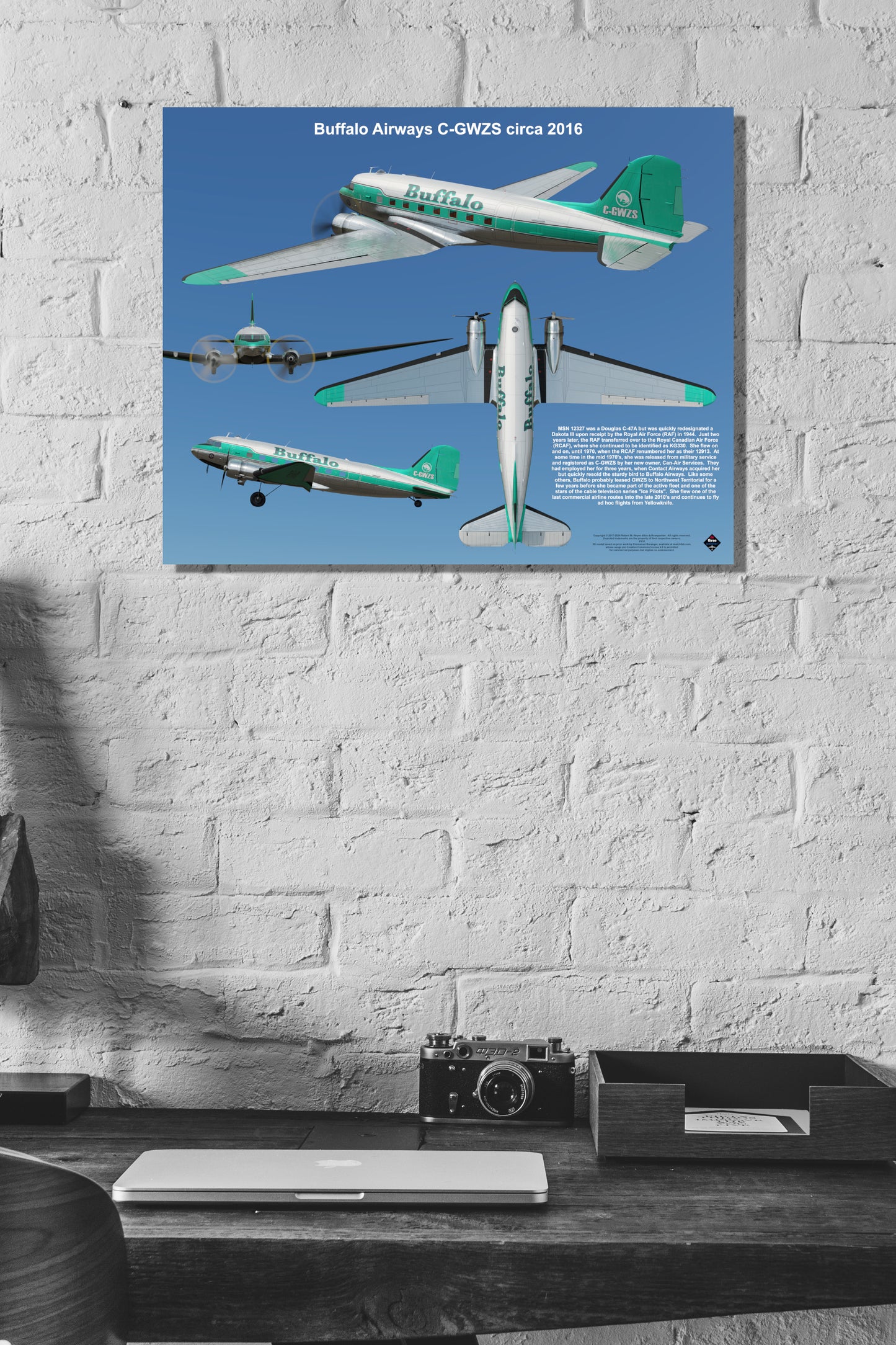 Design 2 (20" x 16") Douglas CC-129 12327 Buffalo Airways C-GWZS 2016