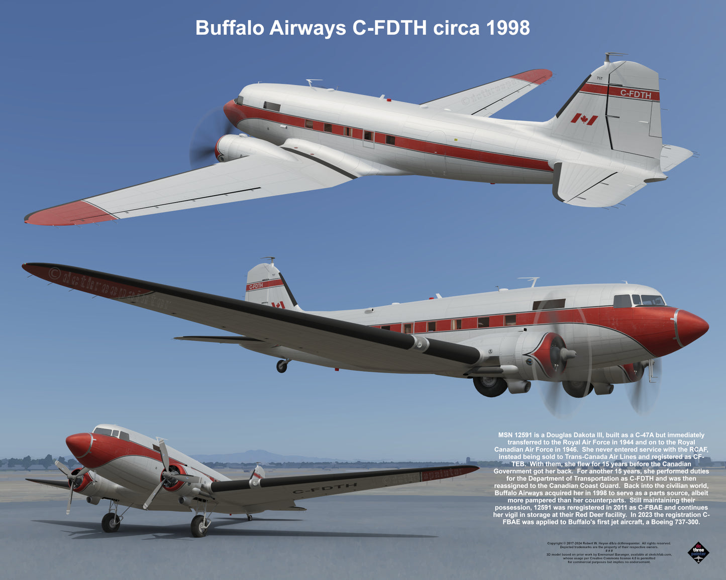 Design 1 (20" x 16") Fleet of Fancy Number 1: Buffalo Airways - Set of 27 Prints