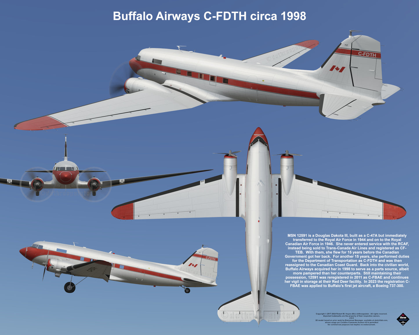 Design 2 (20" x 16") Fleet of Fancy Number 1: Buffalo Airways - Set of 27 Prints