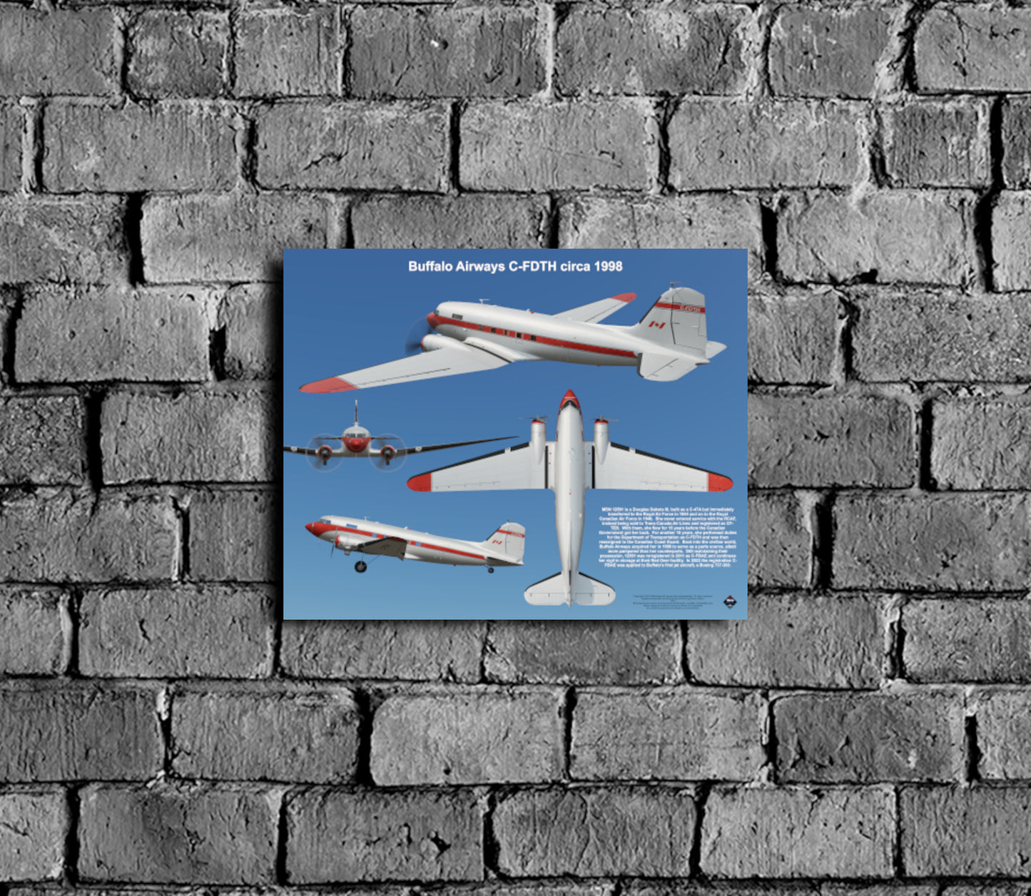 Design 2 (20" x 16") Douglas Dakota 12591 Buffalo Airways C-FDTH 1998