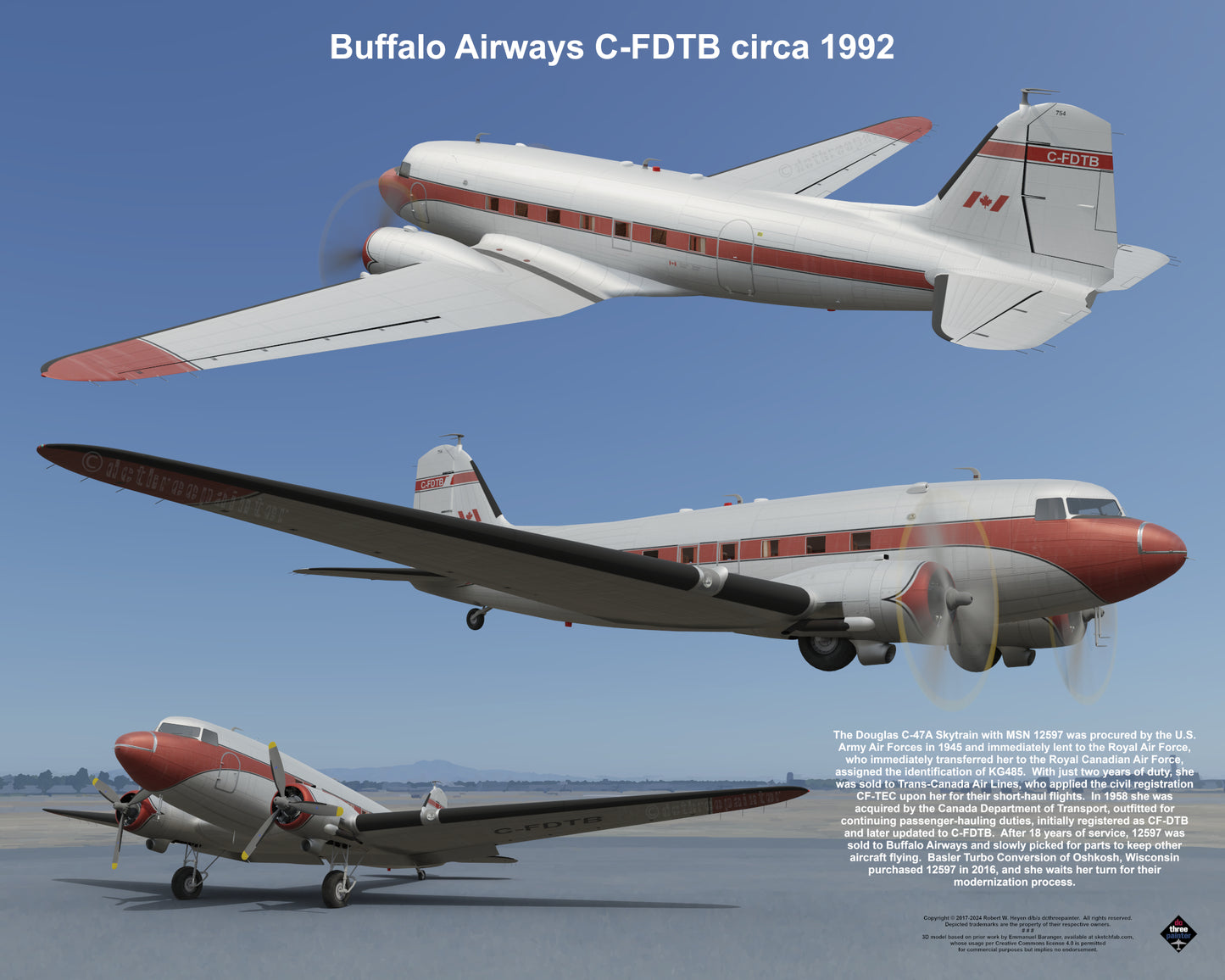 Design 1 (20" x 16") Fleet of Fancy Number 1: Buffalo Airways - Set of 27 Prints