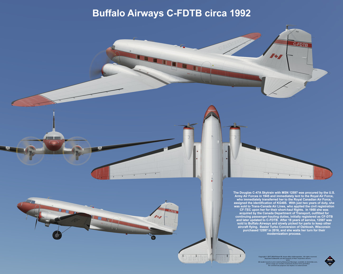 Design 2 (20" x 16") Fleet of Fancy Number 1: Buffalo Airways - Set of 27 Prints