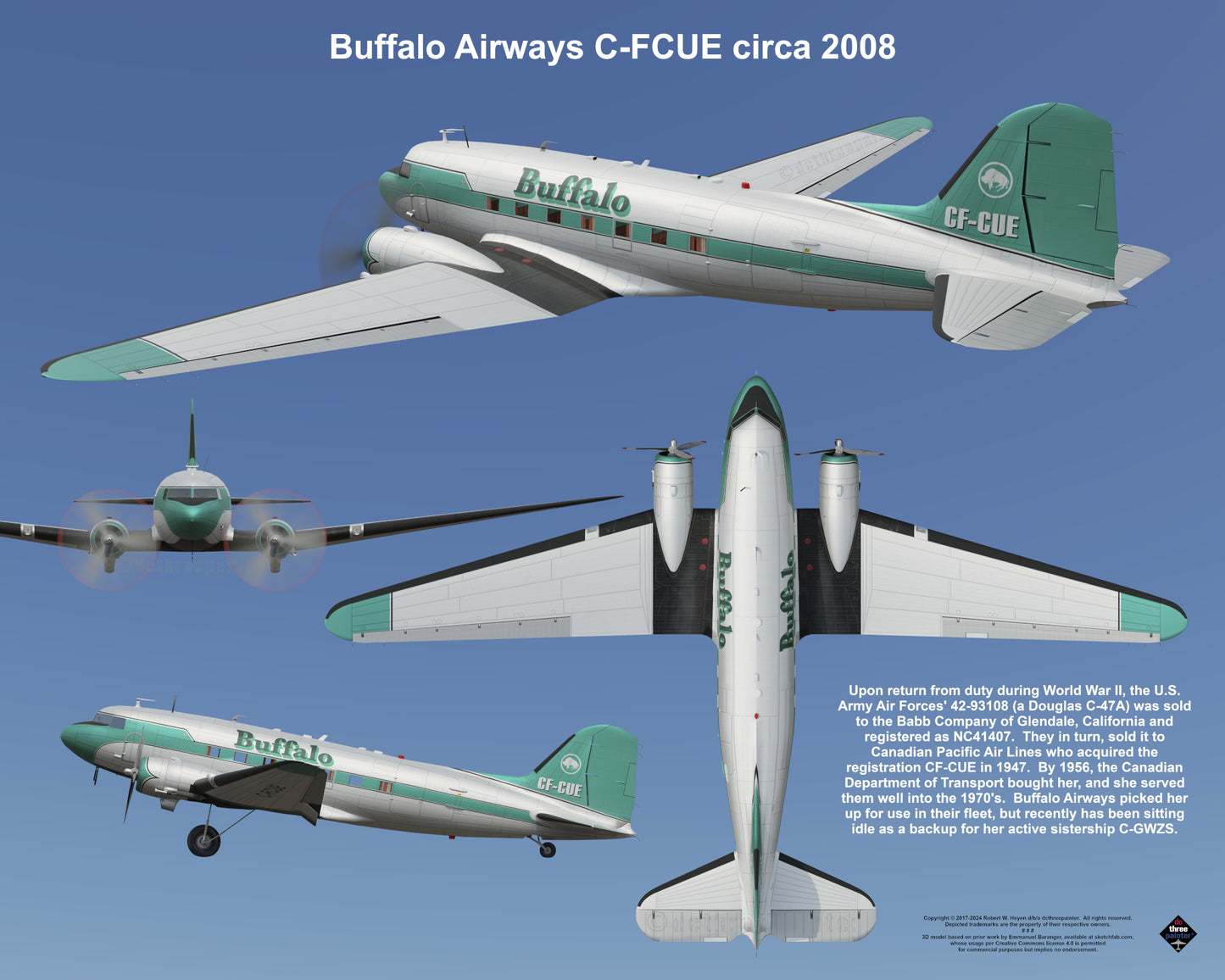 Design 2 (20" x 16") Fleet of Fancy Number 1: Buffalo Airways - Set of 27 Prints