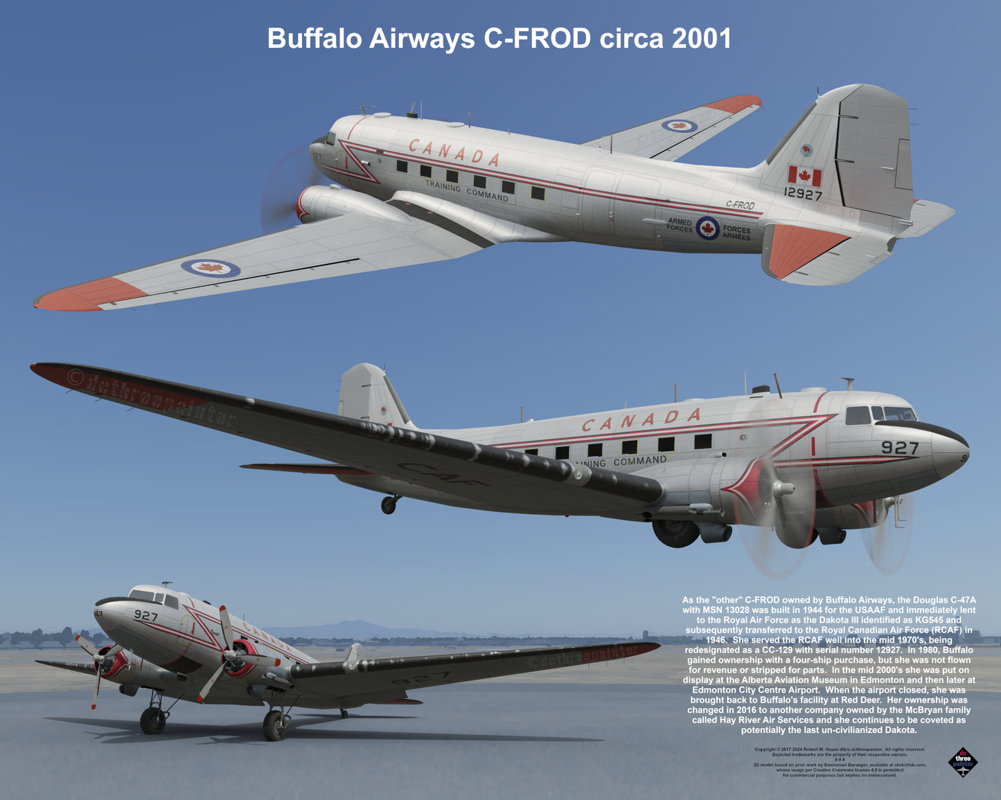 Design 1 (20" x 16") Fleet of Fancy Number 1: Buffalo Airways - Set of 27 Prints