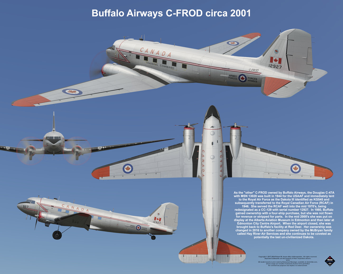Design 2 (20" x 16") Fleet of Fancy Number 1: Buffalo Airways - Set of 27 Prints