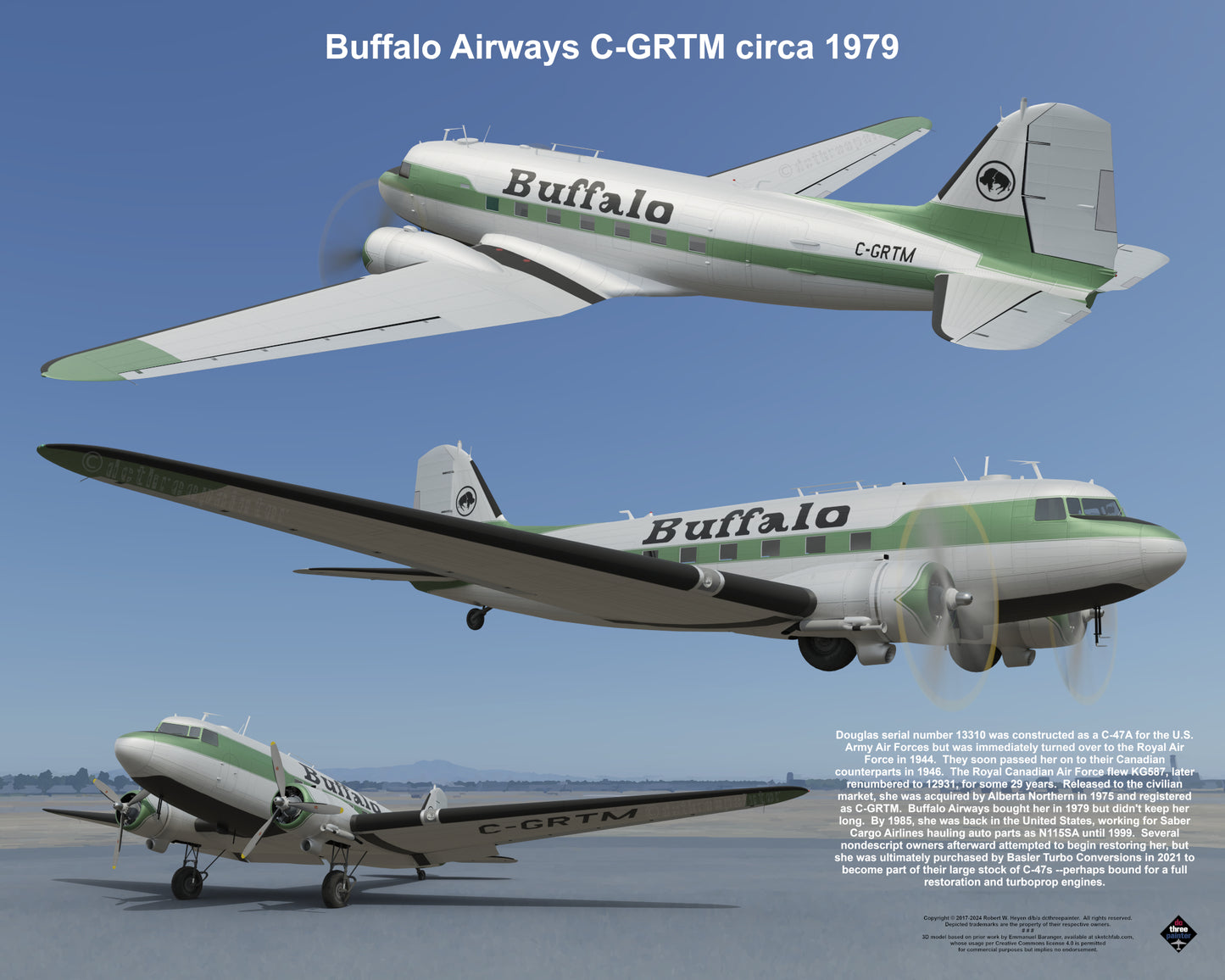 Design 1 (20" x 16") Fleet of Fancy Number 1: Buffalo Airways - Set of 27 Prints
