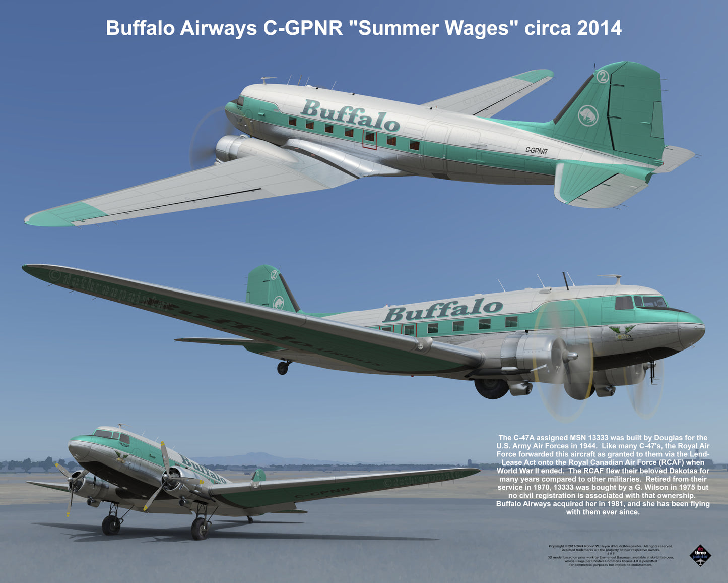 Design 1 (20" x 16") Fleet of Fancy Number 1: Buffalo Airways - Set of 27 Prints