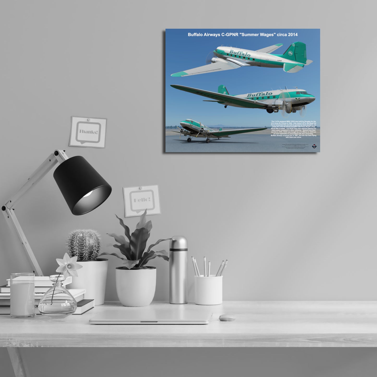 Design 1 (20" x 16") Douglas DC-3 13333 Buffalo Airways C-GPNR "Summer Wages" 2014