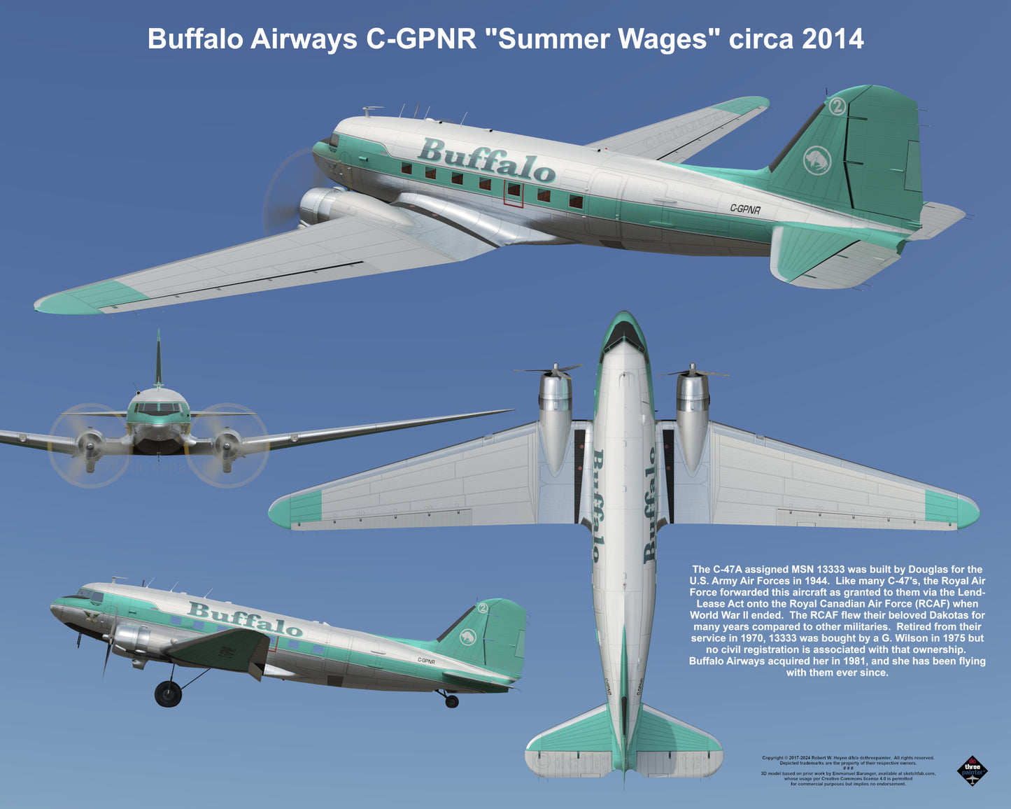 Design 2 (20" x 16") Fleet of Fancy Number 1: Buffalo Airways - Set of 27 Prints