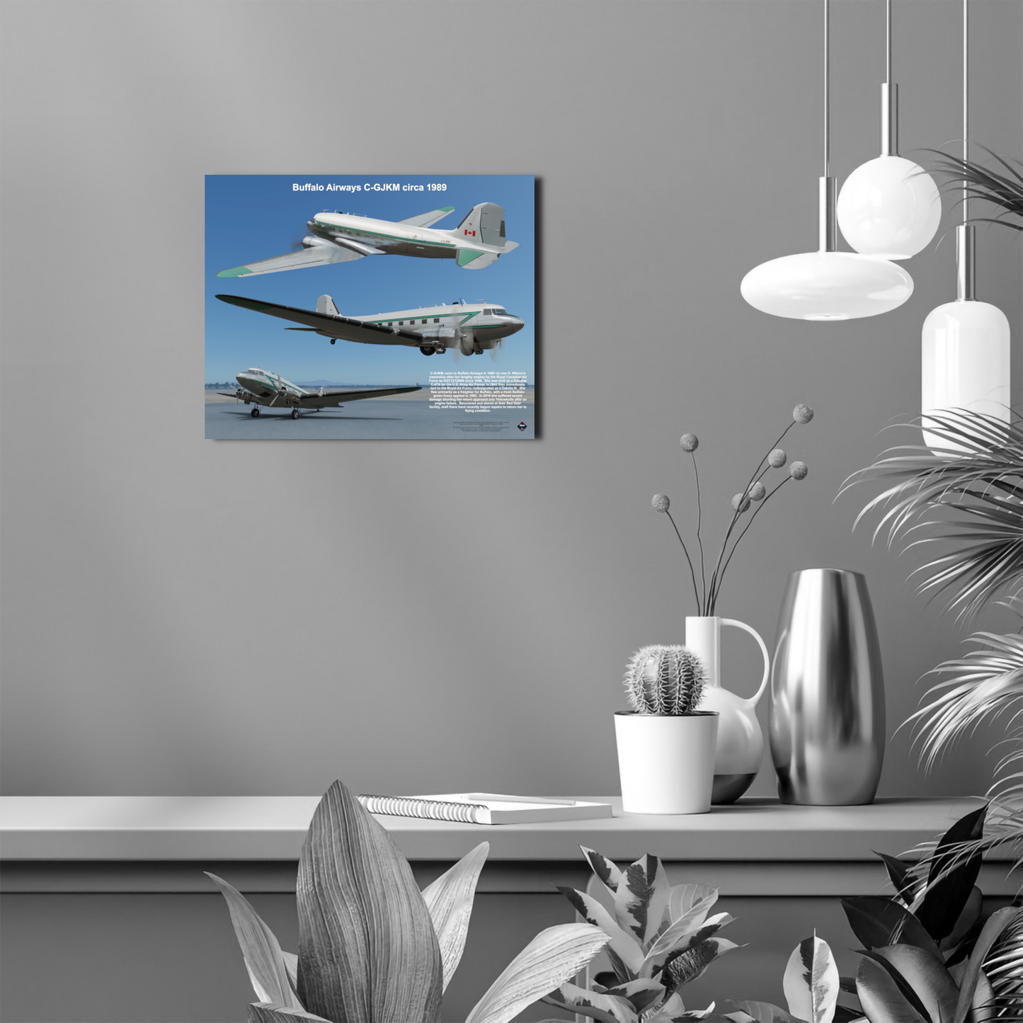 Design 1 (20" x 16") Douglas DC-3 13580 Buffalo Airways C-GJKM 1989