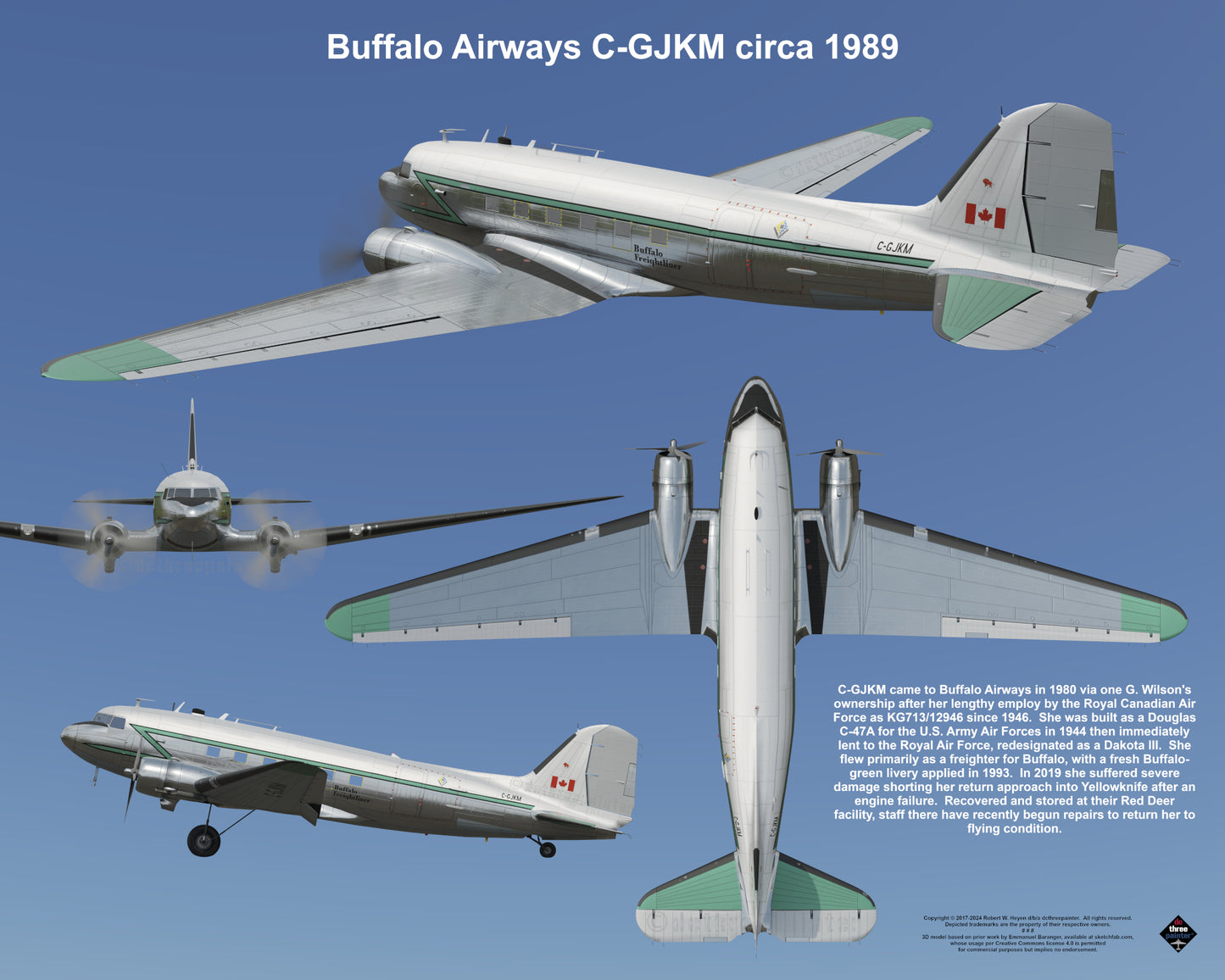 Design 2 (20" x 16") Fleet of Fancy Number 1: Buffalo Airways - Set of 27 Prints