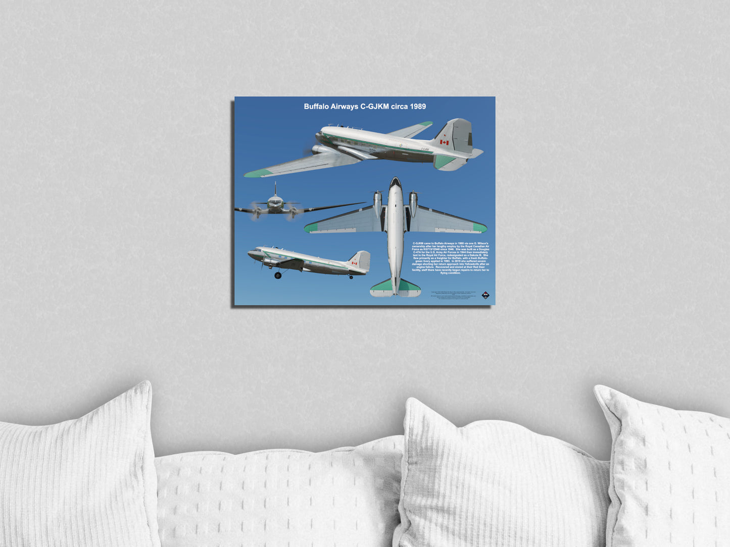 Design 2 (20" x 16") Douglas DC-3 13580 Buffalo Airways C-GJKM 1989