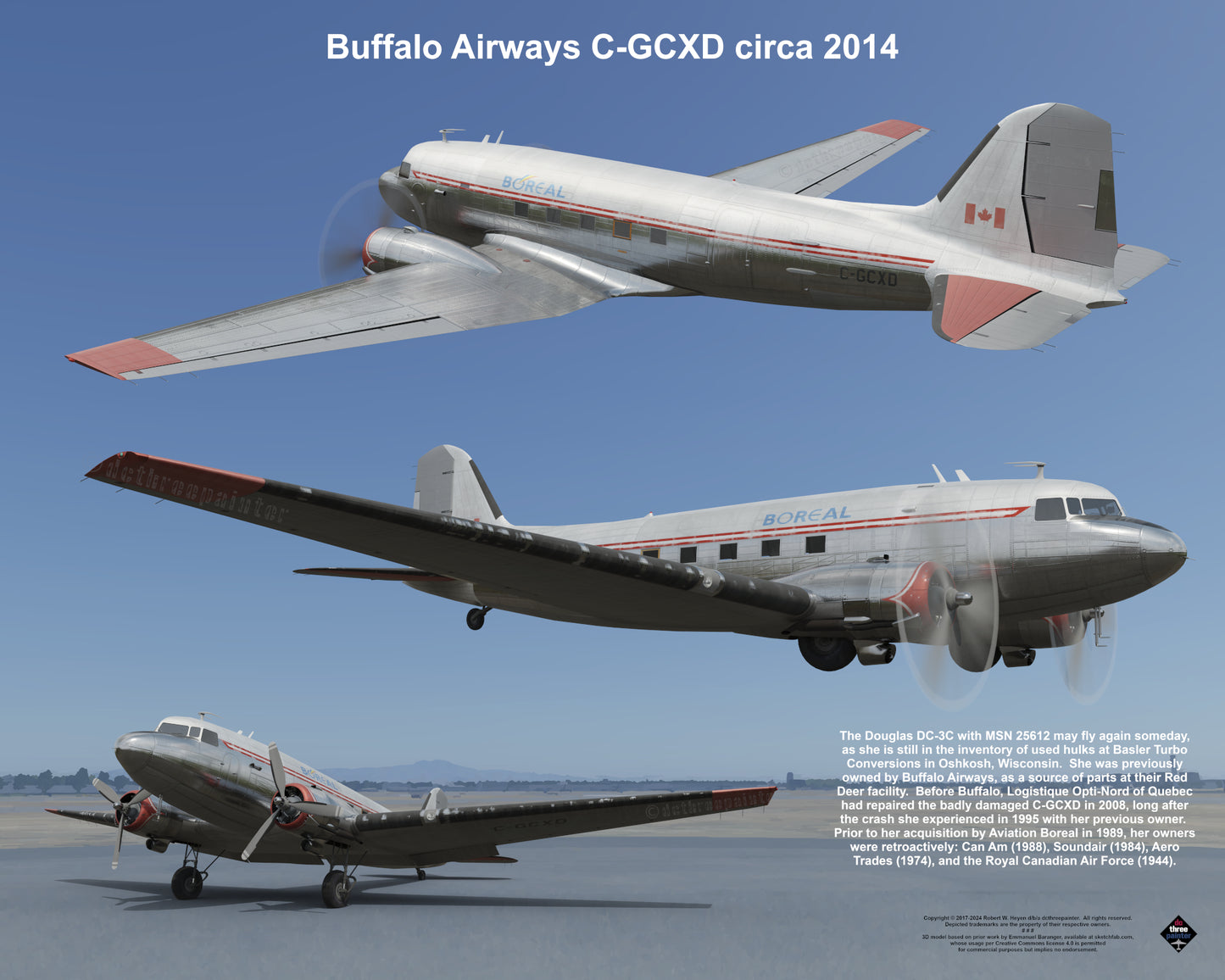 Design 1 (20" x 16") Fleet of Fancy Number 1: Buffalo Airways - Set of 27 Prints