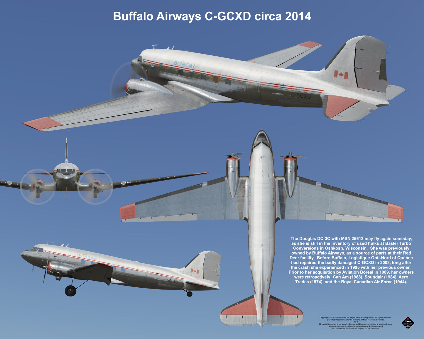 Design 2 (20" x 16") Fleet of Fancy Number 1: Buffalo Airways - Set of 27 Prints