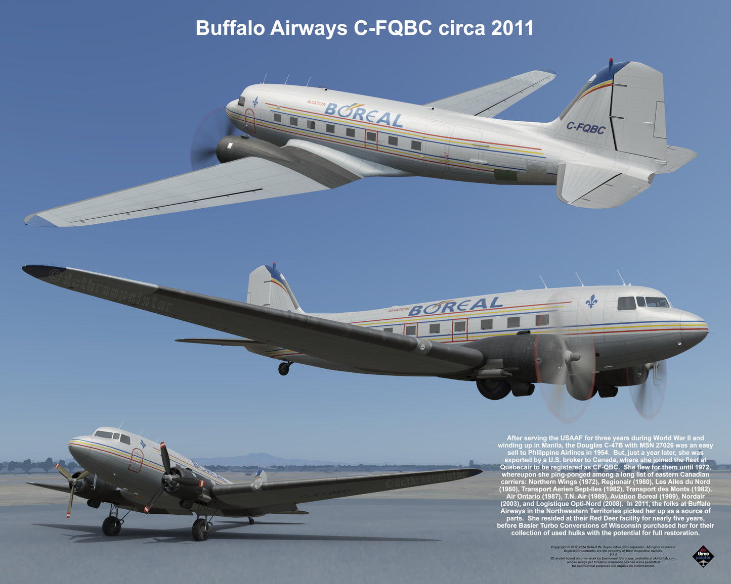 Design 1 (20" x 16") Fleet of Fancy Number 1: Buffalo Airways - Set of 27 Prints