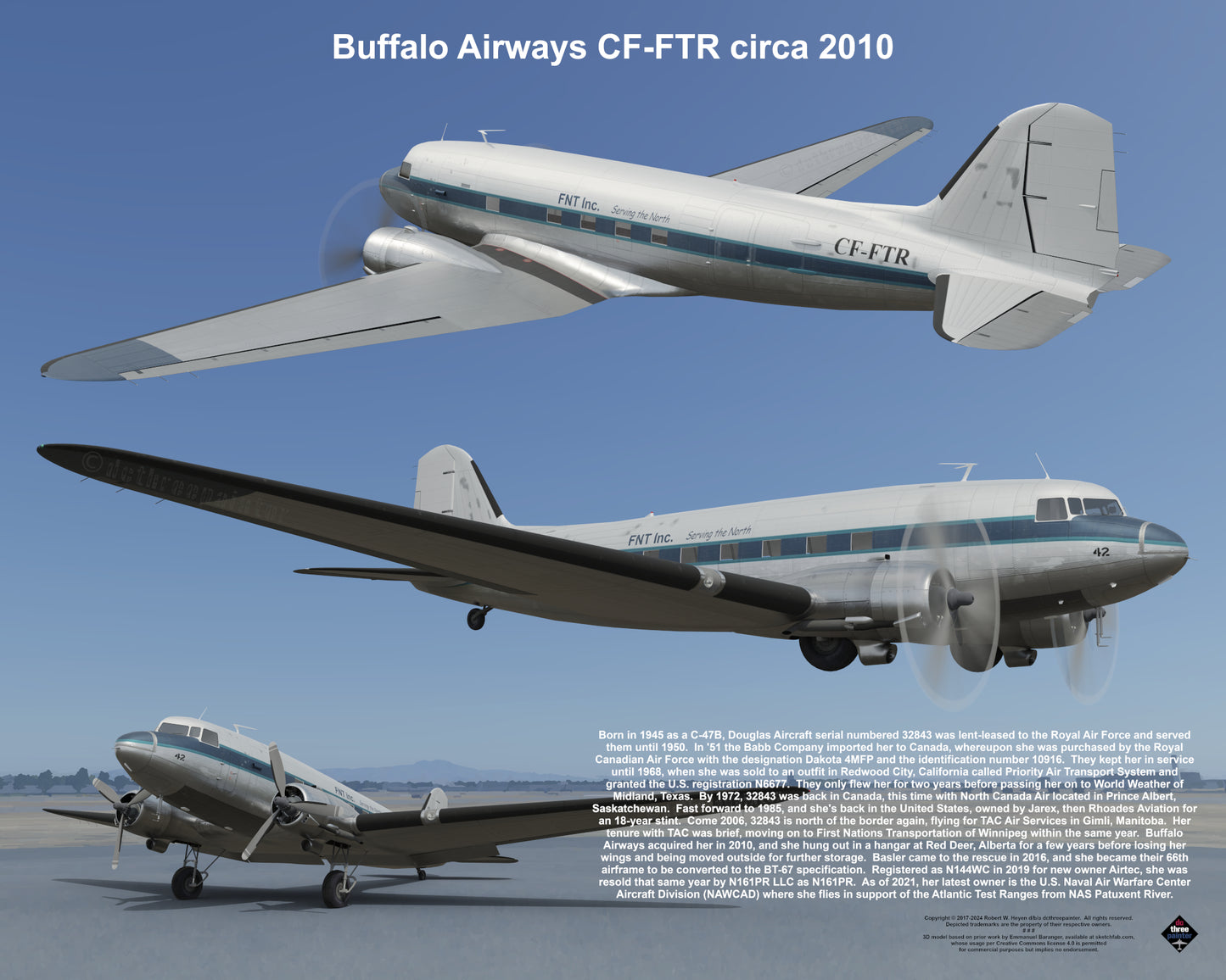 Design 1 (20" x 16") Fleet of Fancy Number 1: Buffalo Airways - Set of 27 Prints