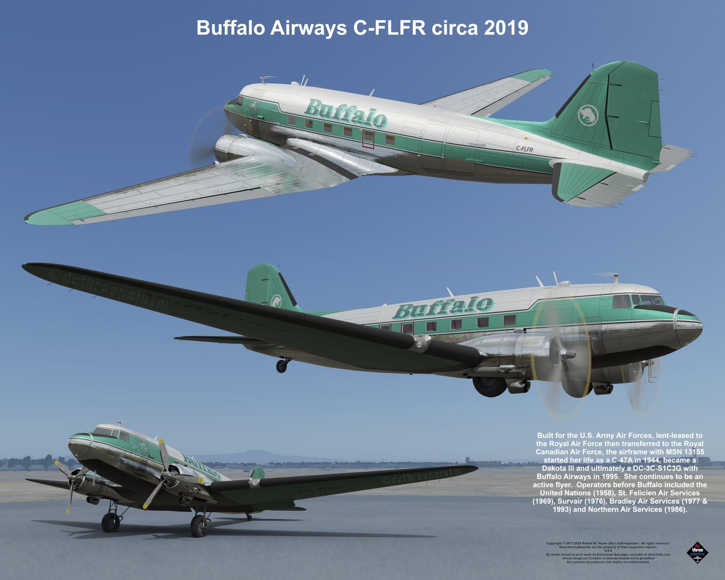 Design 1 (20" x 16") Fleet of Fancy Number 1: Buffalo Airways - Set of 27 Prints