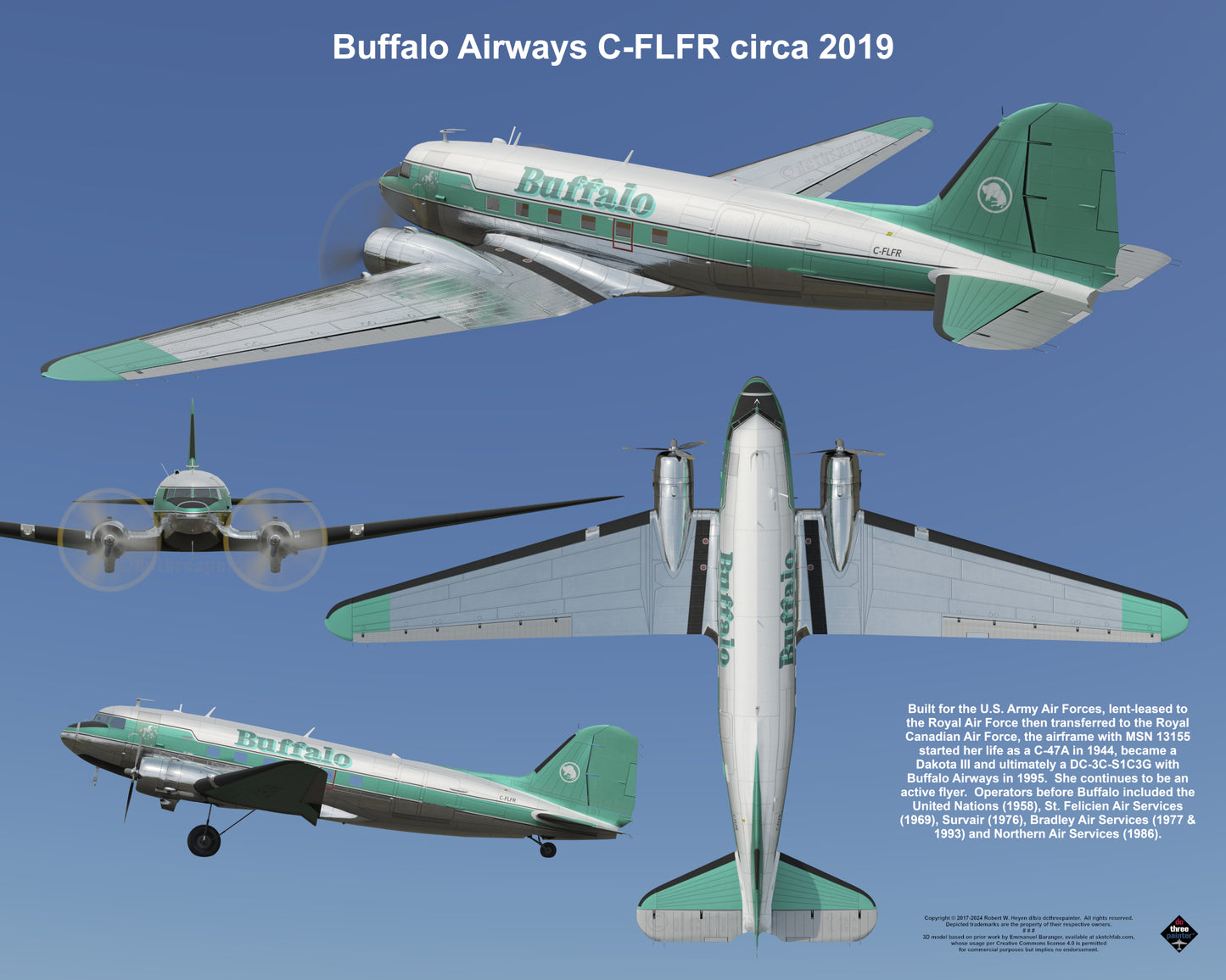 Design 2 (20" x 16") Fleet of Fancy Number 1: Buffalo Airways - Set of 27 Prints