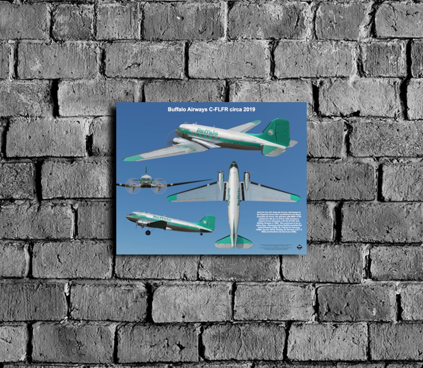Design 2 (20" x 16") Douglas DC-3 13155 Buffalo Airways C-FLFR 2019