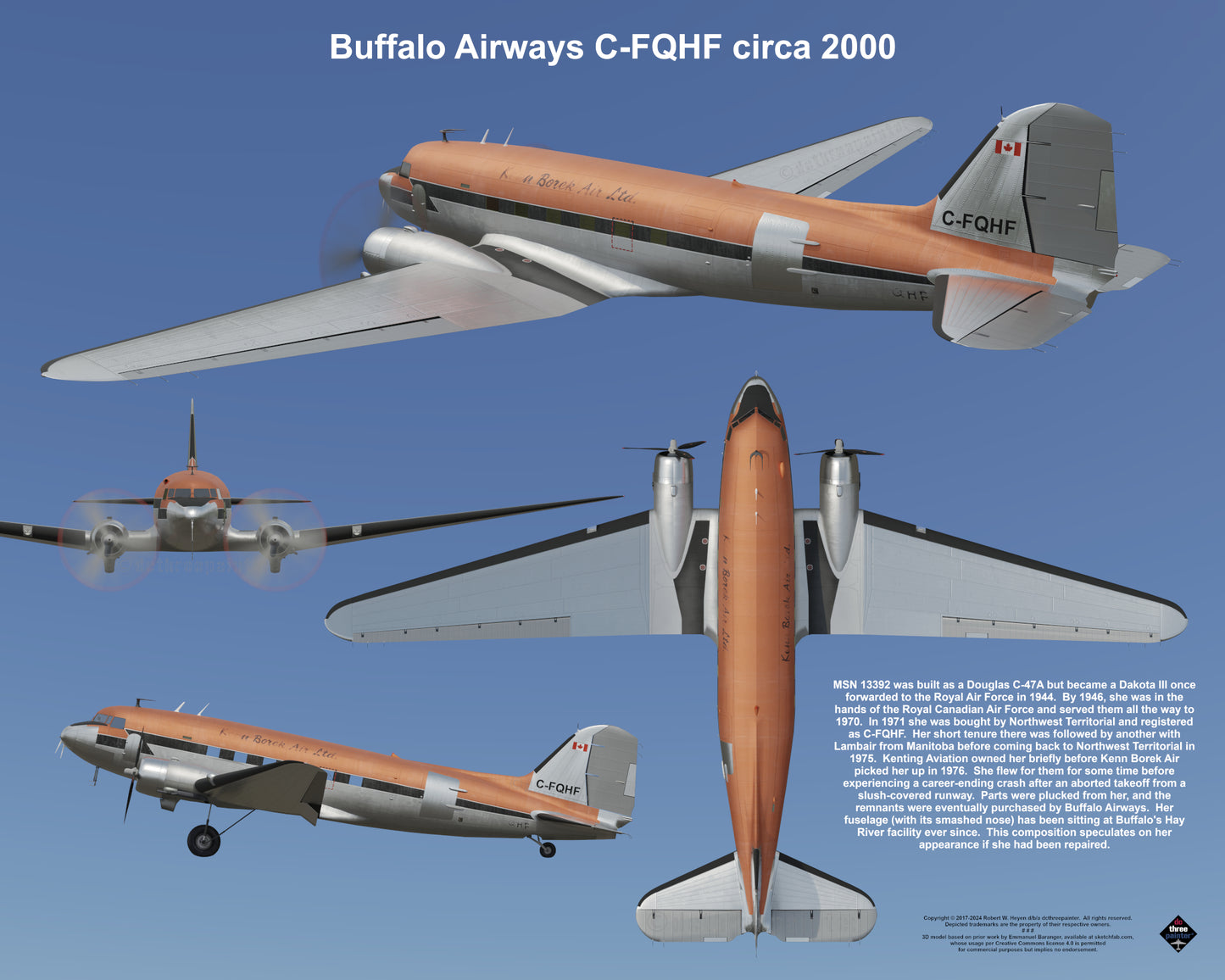Design 2 (20" x 16") Fleet of Fancy Number 1: Buffalo Airways - Set of 27 Prints