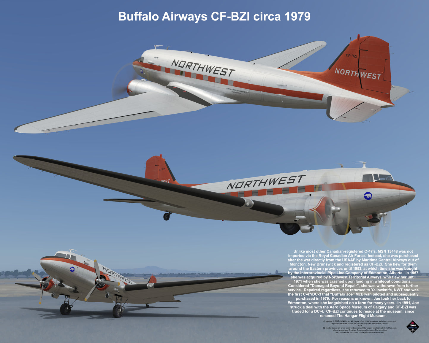 Design 1 (20" x 16") Fleet of Fancy Number 1: Buffalo Airways - Set of 27 Prints