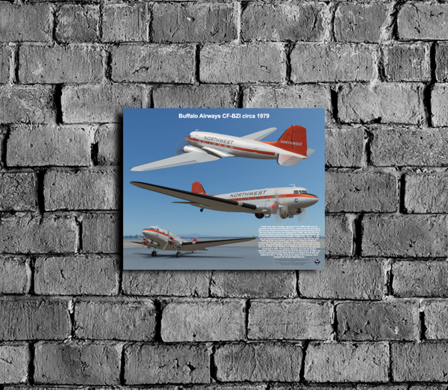 Design 1 (20" x 16") Douglas DC-3 13448 Buffalo Airways CF-BZI 1979