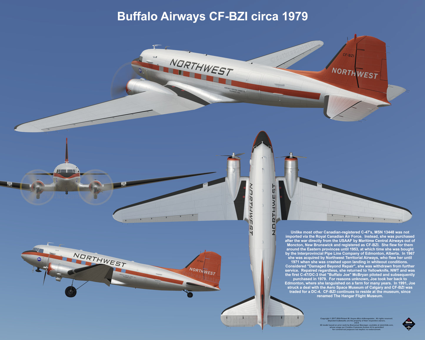 Design 2 (20" x 16") Fleet of Fancy Number 1: Buffalo Airways - Set of 27 Prints