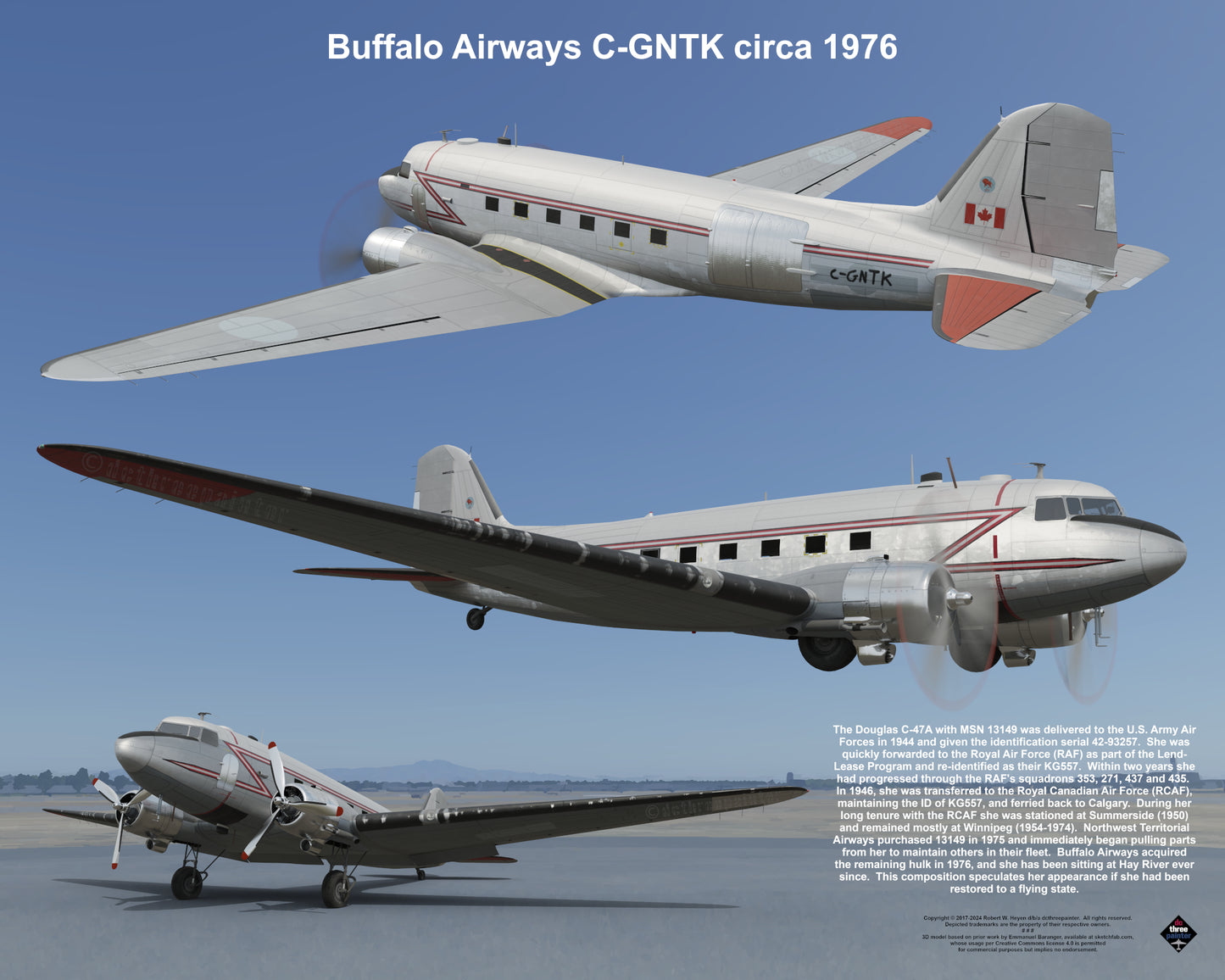 Design 1 (20" x 16") Fleet of Fancy Number 1: Buffalo Airways - Set of 27 Prints
