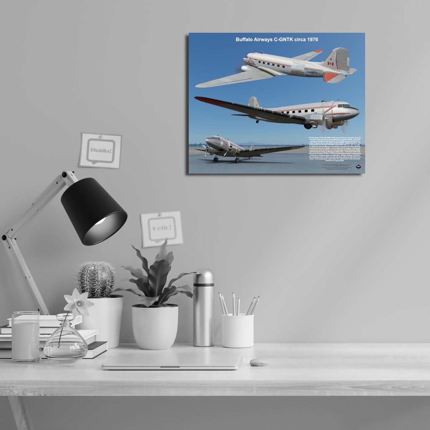 Design 1 (20" x 16") Douglas Dakota 13149 Buffalo Airways C-GNTK 1976