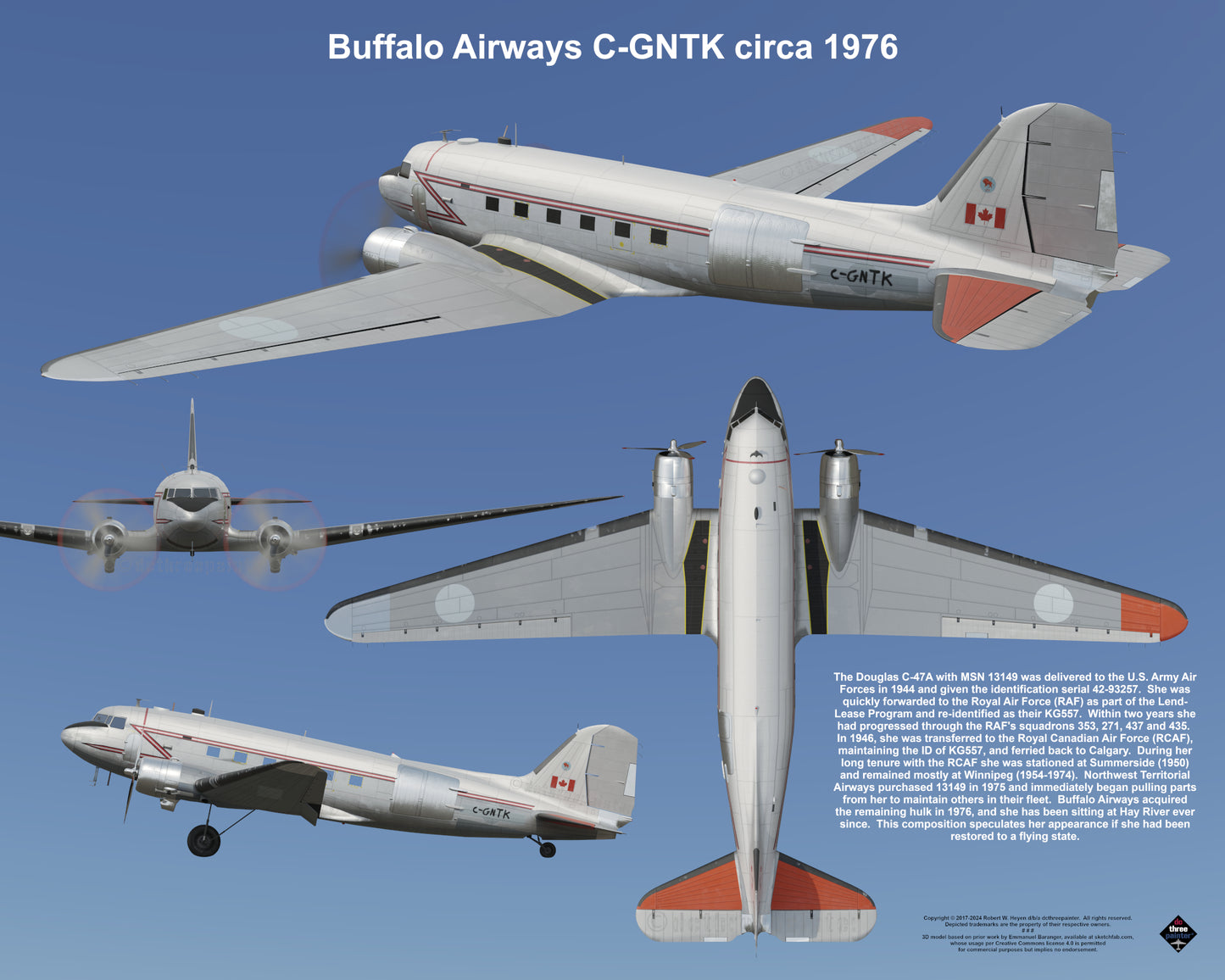 Design 2 (20" x 16") Fleet of Fancy Number 1: Buffalo Airways - Set of 27 Prints