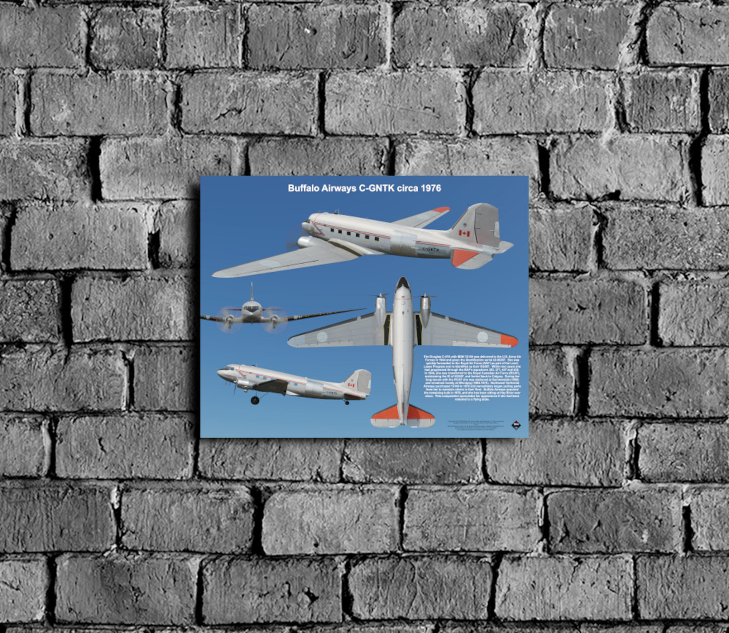 Design 2 (20" x 16") Douglas Dakota 13149 Buffalo Airways C-GNTK 1976