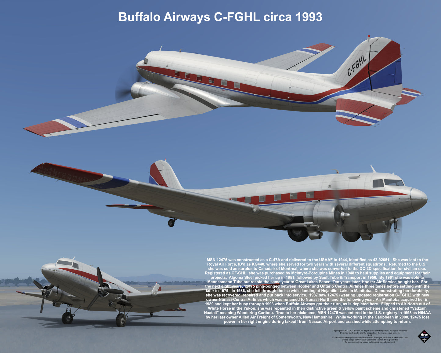 Design 1 (20" x 16") Fleet of Fancy Number 1: Buffalo Airways - Set of 27 Prints