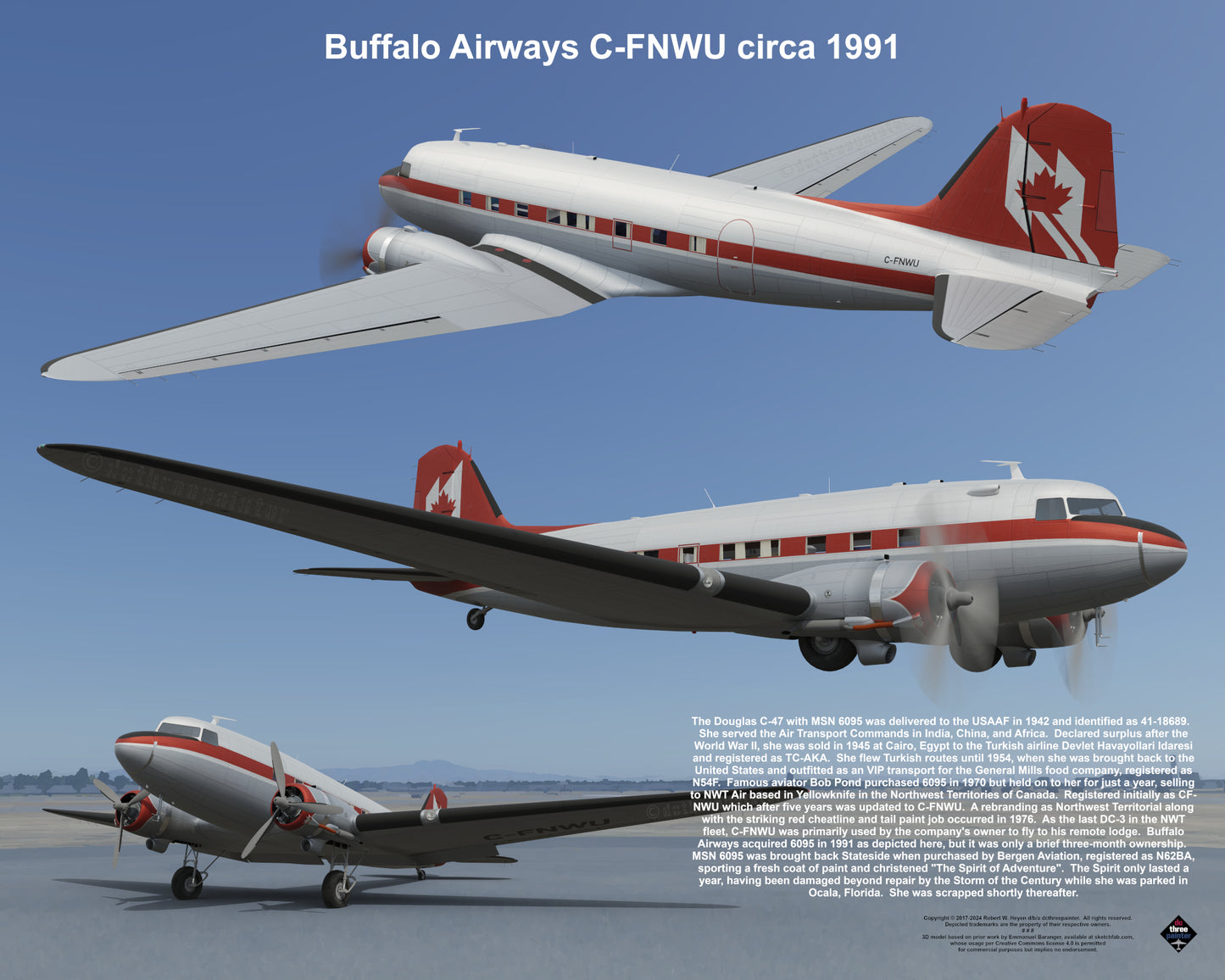 Design 1 (20" x 16") Fleet of Fancy Number 1: Buffalo Airways - Set of 27 Prints