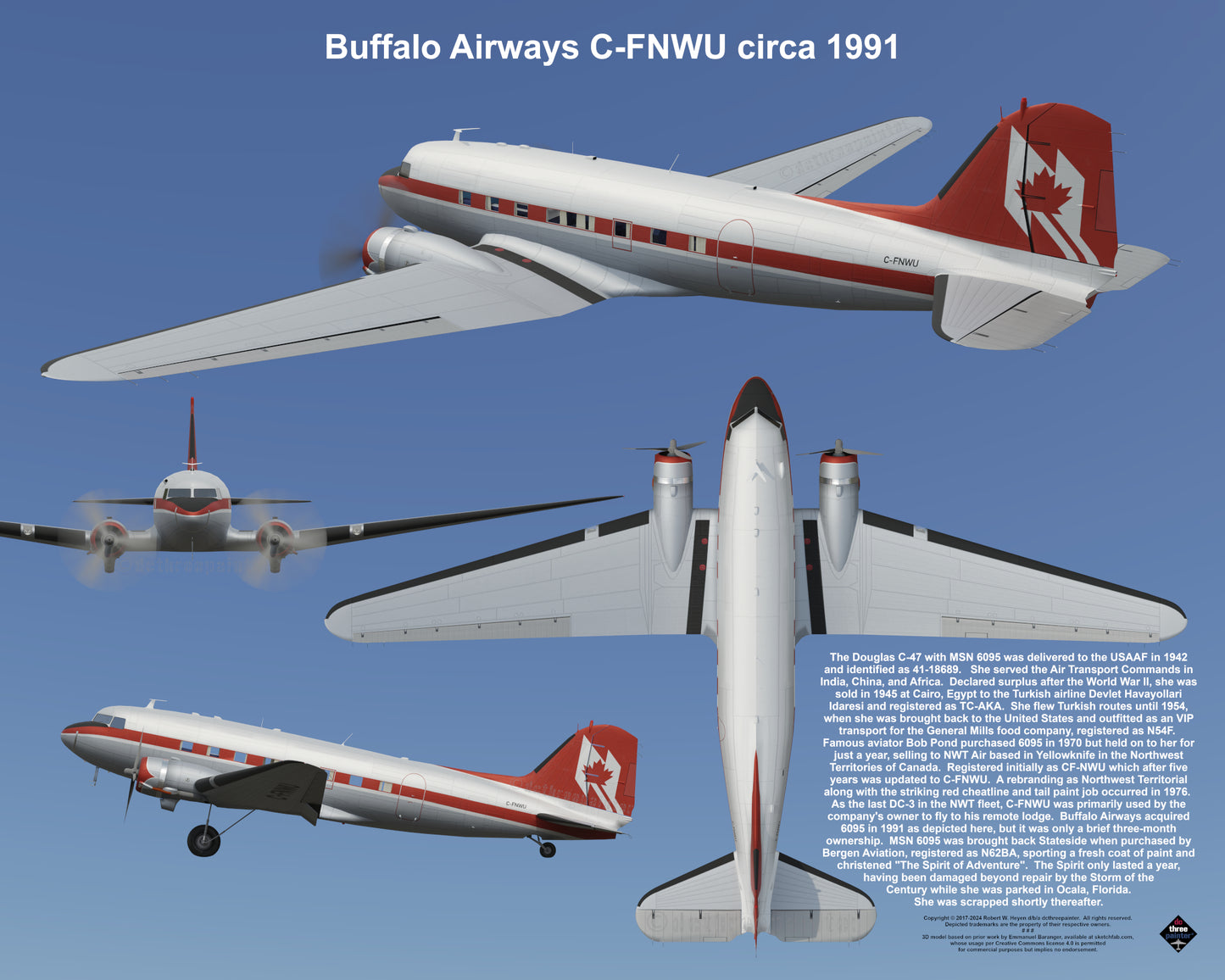 Design 2 (20" x 16") Fleet of Fancy Number 1: Buffalo Airways - Set of 27 Prints