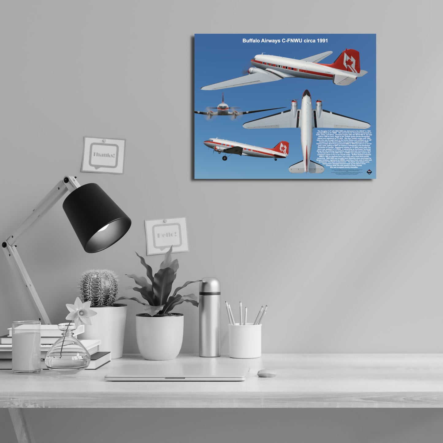 Design 2 (20" x 16") Douglas C-47 6095 Buffalo Airways C-FNWU 1991