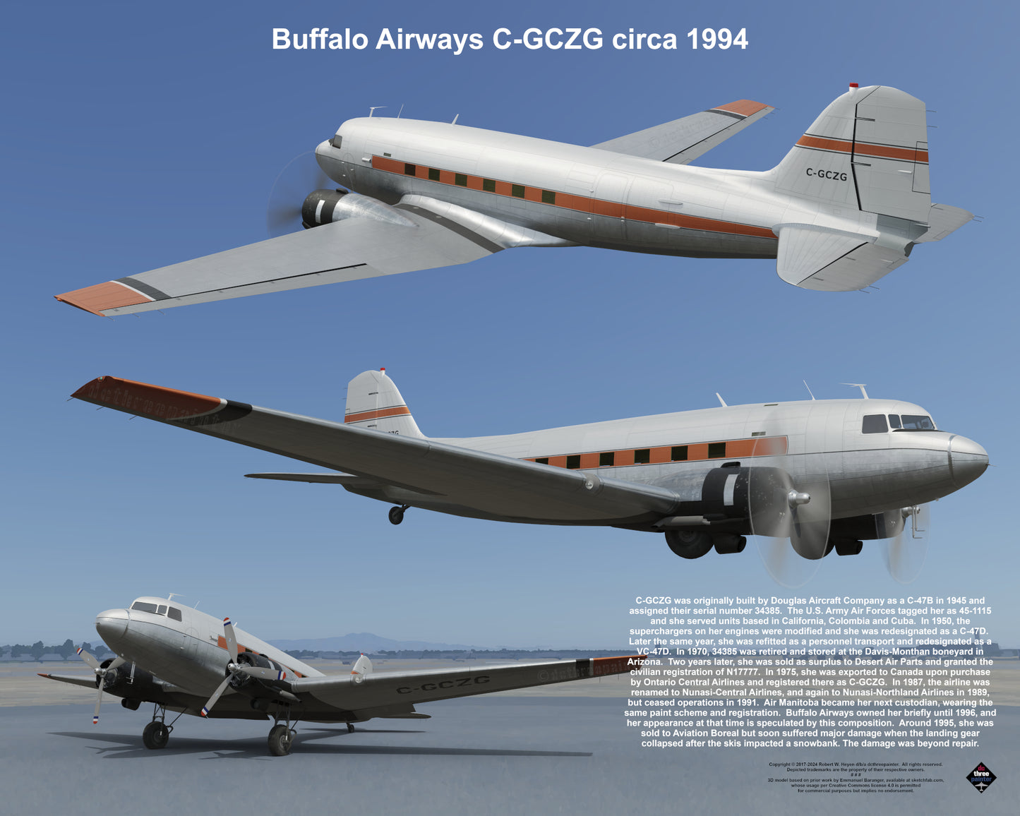 Design 1 (20" x 16") Fleet of Fancy Number 1: Buffalo Airways - Set of 27 Prints