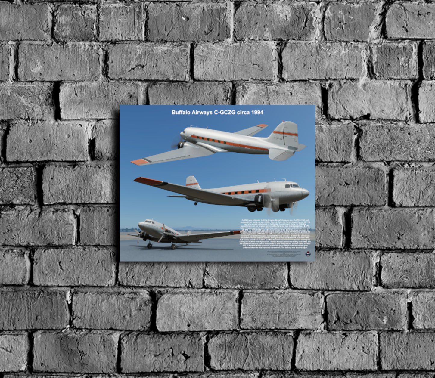 Design 1 (20" x 16") Douglas VC-47 34385 Buffalo Airways C-GCZG 1994