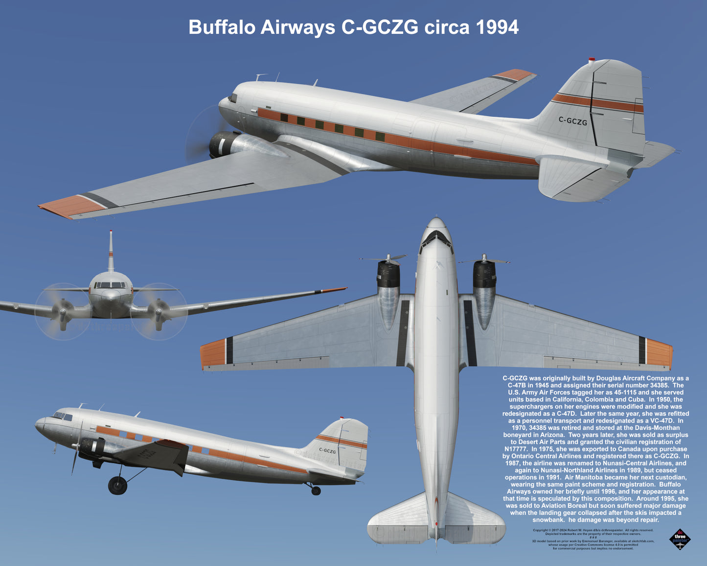 Design 2 (20" x 16") Fleet of Fancy Number 1: Buffalo Airways - Set of 27 Prints